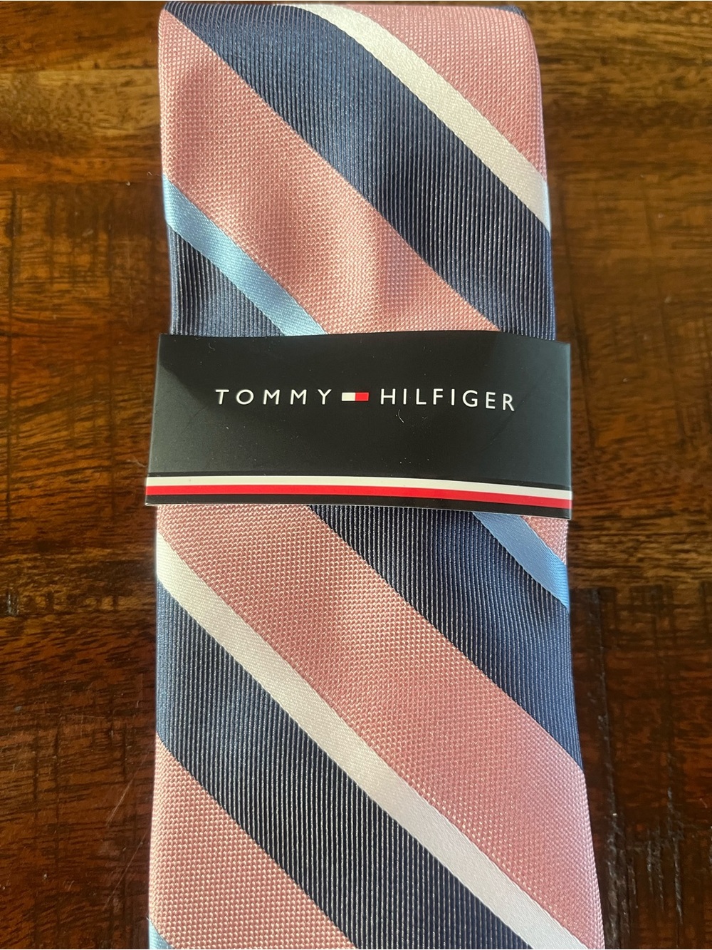 Tommy Hilfiger Pink, Navy & Light Blue Diagonal Stripe Tie